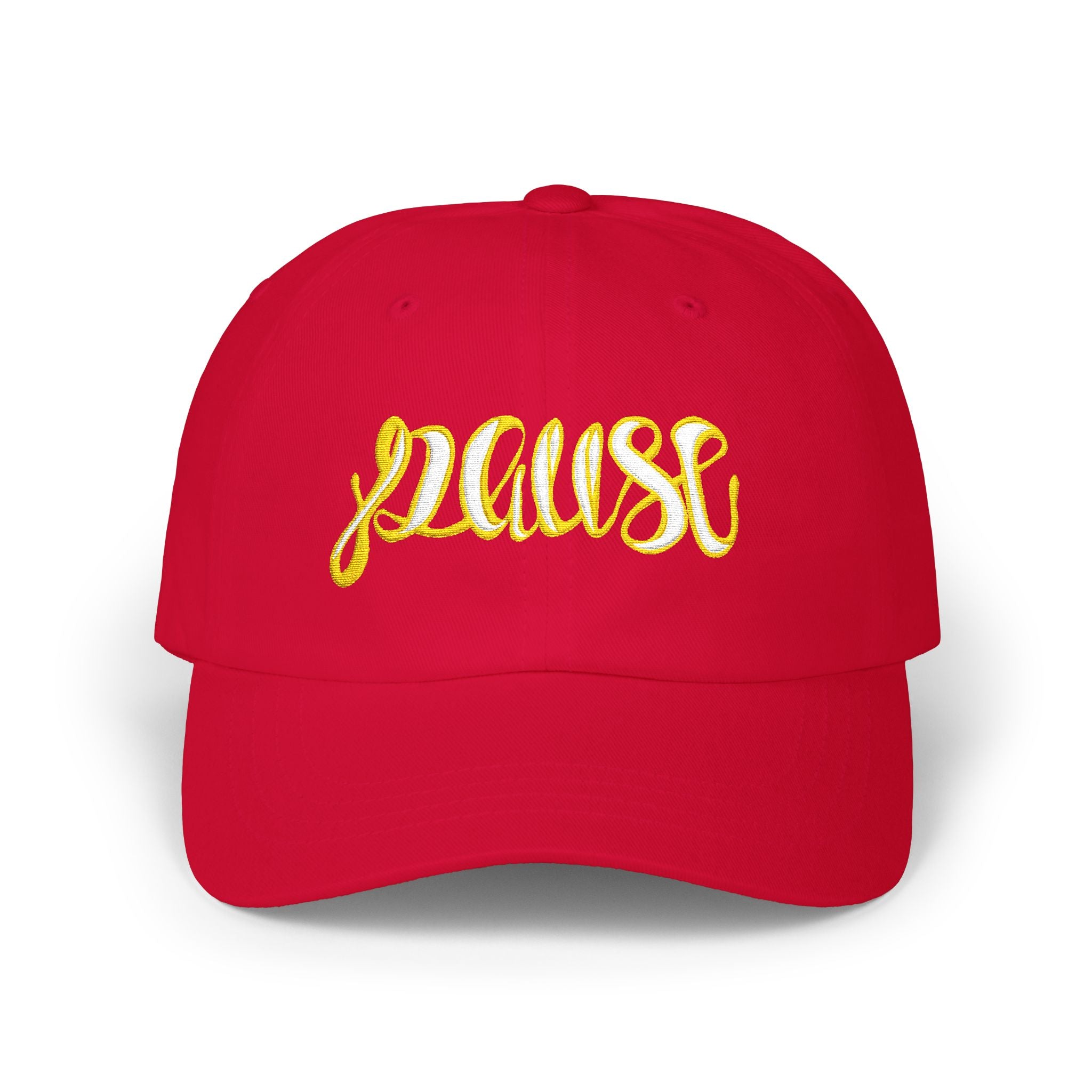 Pause Embroidered Calligraphy Dad Cap