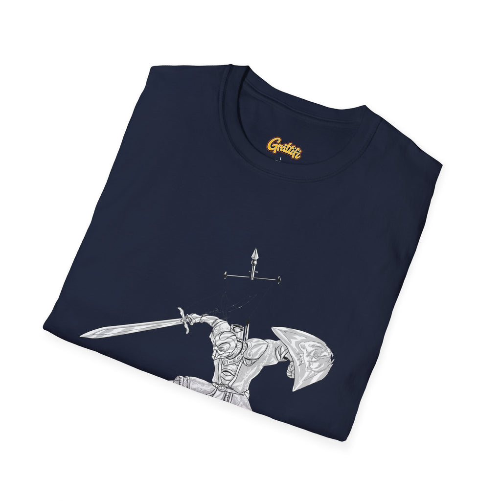 Knight Sword T-Shirt — Fantasy Armored Warrior Graphic Tee
