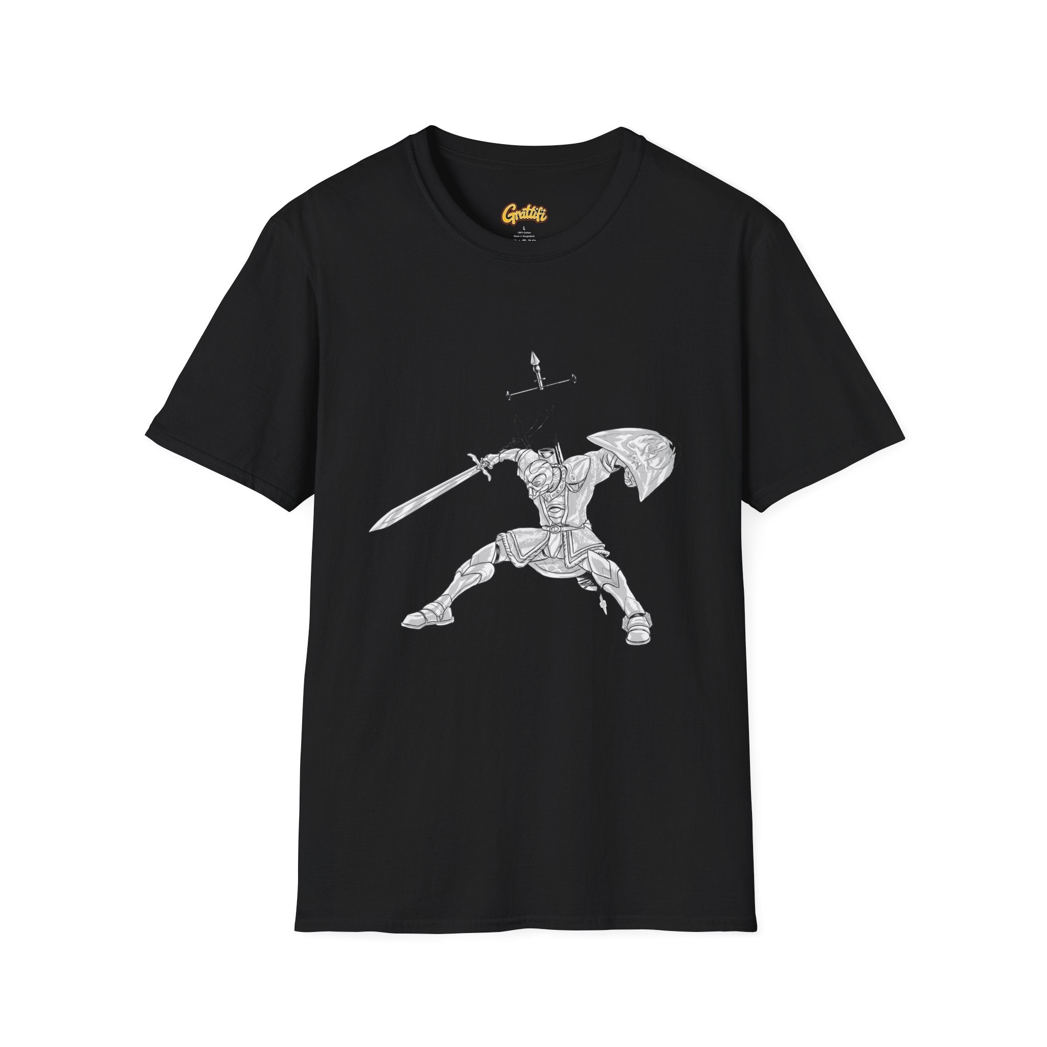 Knight Sword T-Shirt — Fantasy Armored Warrior Graphic Tee