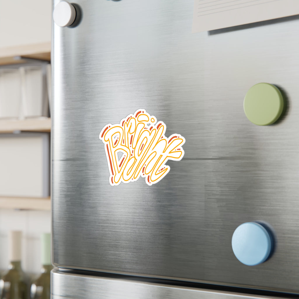 'Bright' Yellow Script Kiss-Cut Vinyl Decal