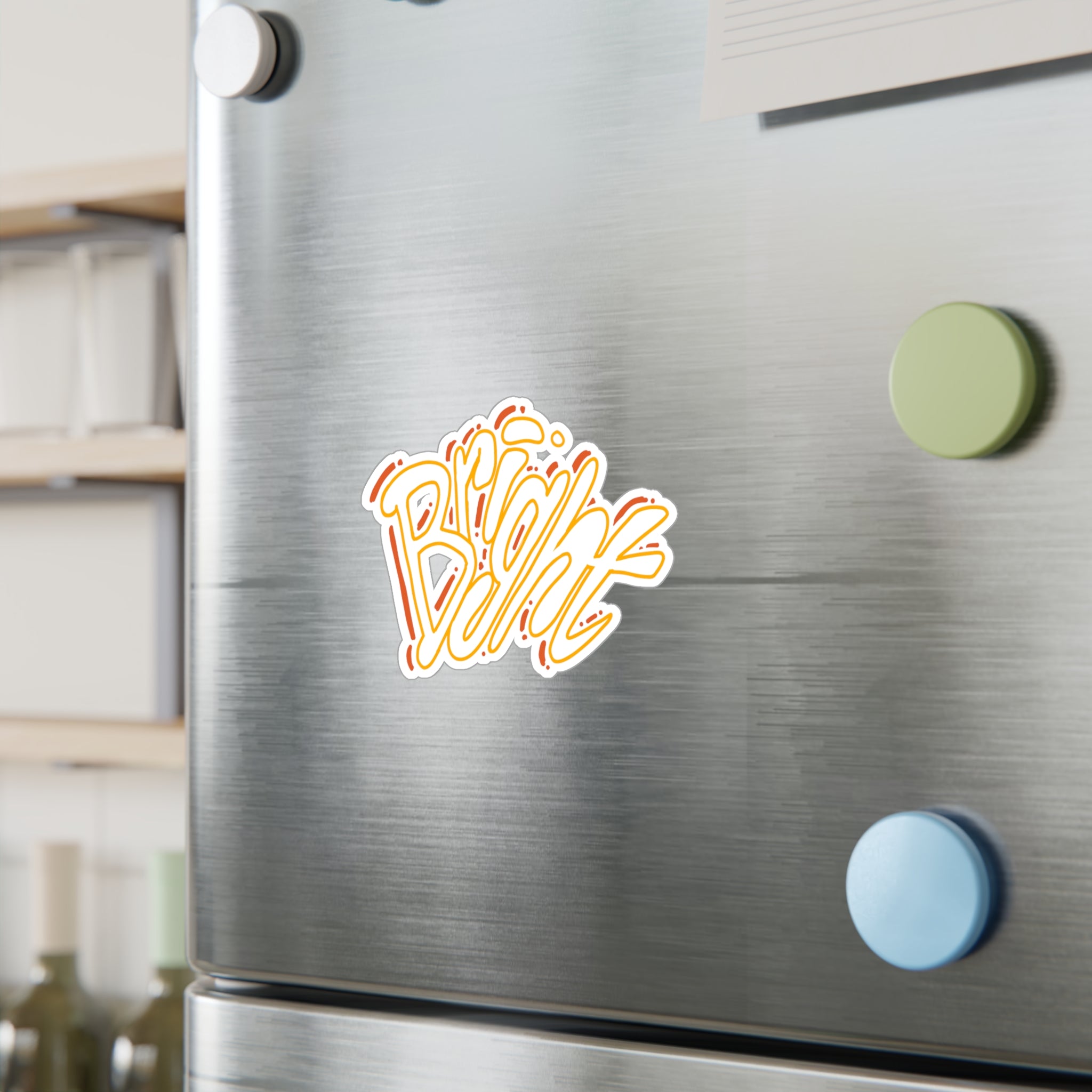'Bright' Yellow Script Kiss-Cut Vinyl Decal