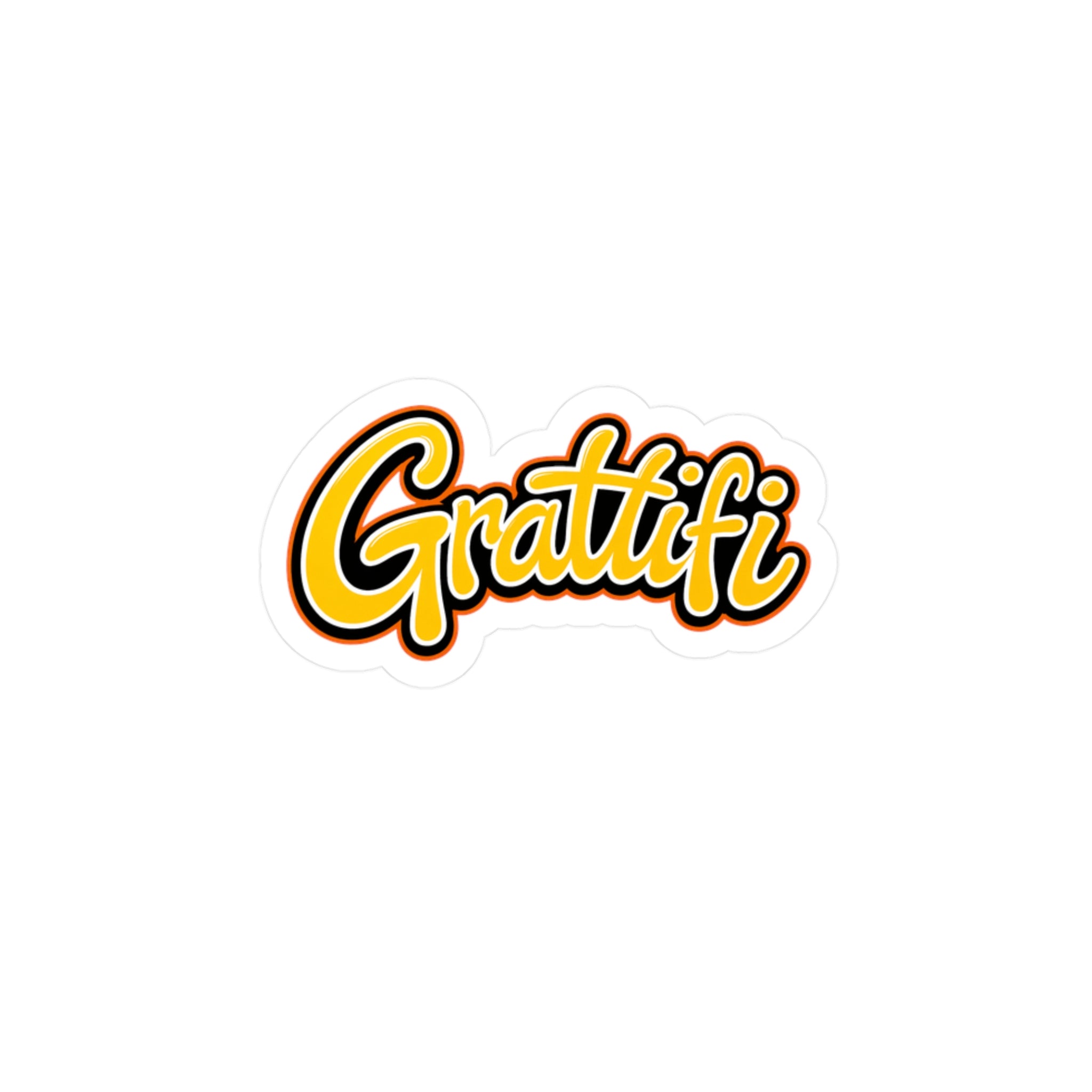 Graffiti Script Kiss-Cut Vinyl Decal – Yellow Street Art Sticker