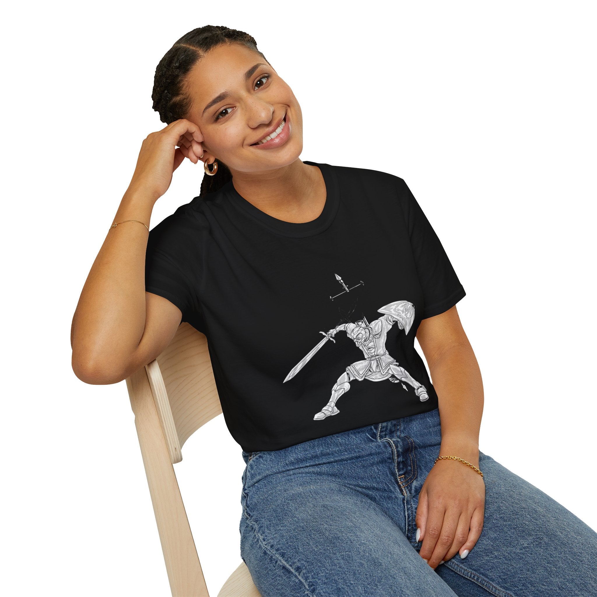 Knight Sword T-Shirt — Fantasy Armored Warrior Graphic Tee