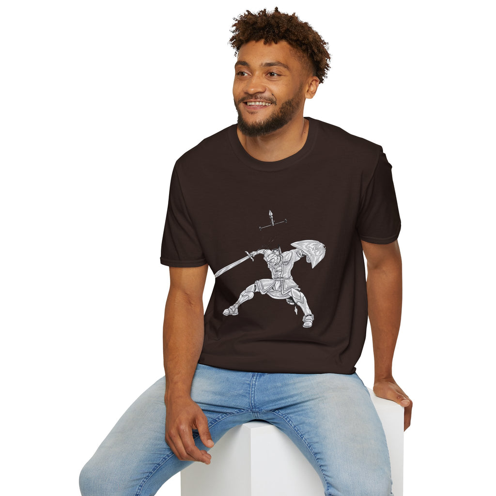 Knight Sword T-Shirt — Fantasy Armored Warrior Graphic Tee