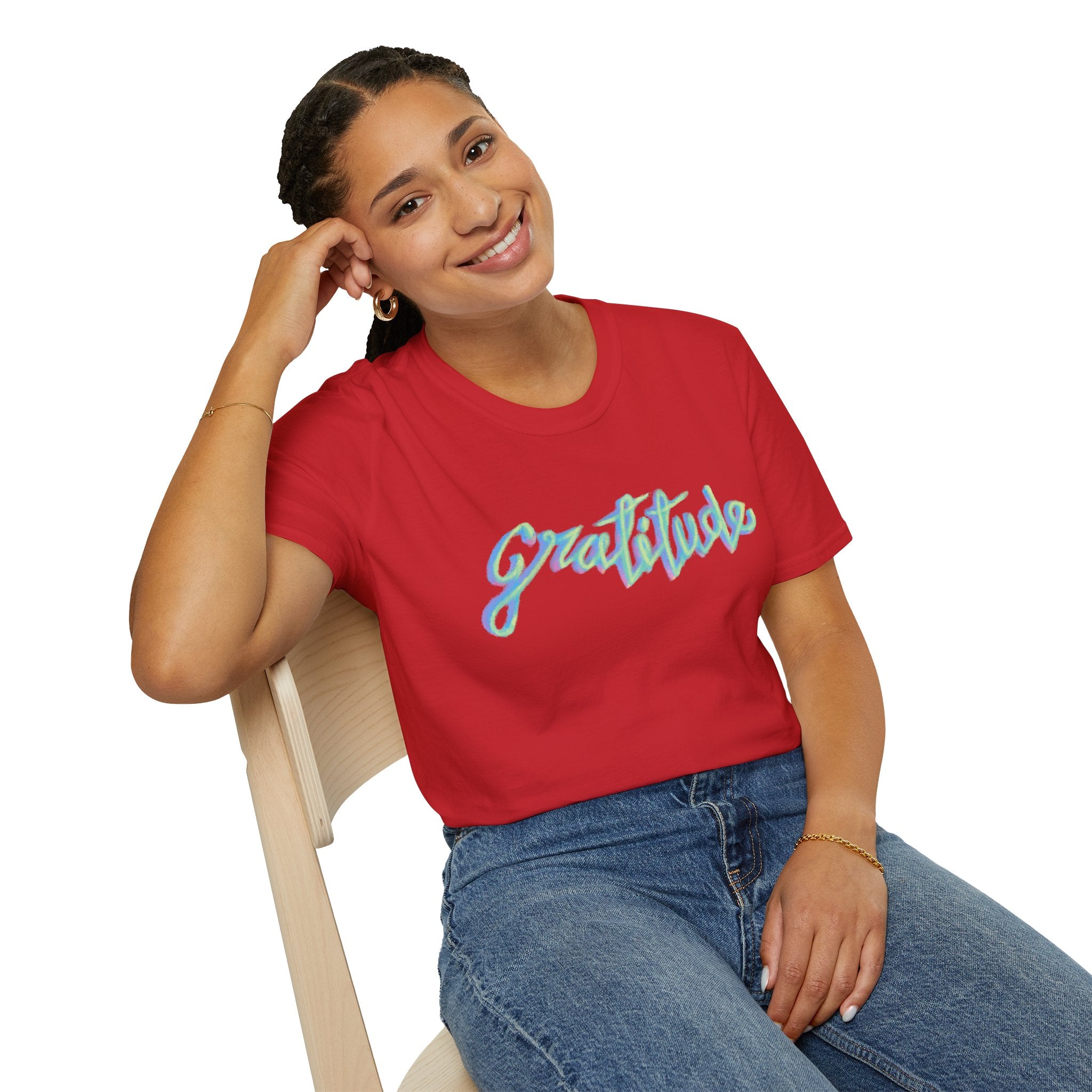 Gratitude Script T-Shirt — Positive Vibes Graphic Tee