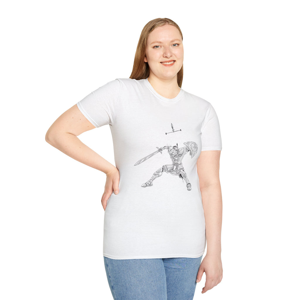 Knight Sword T-Shirt — Fantasy Armored Warrior Graphic Tee