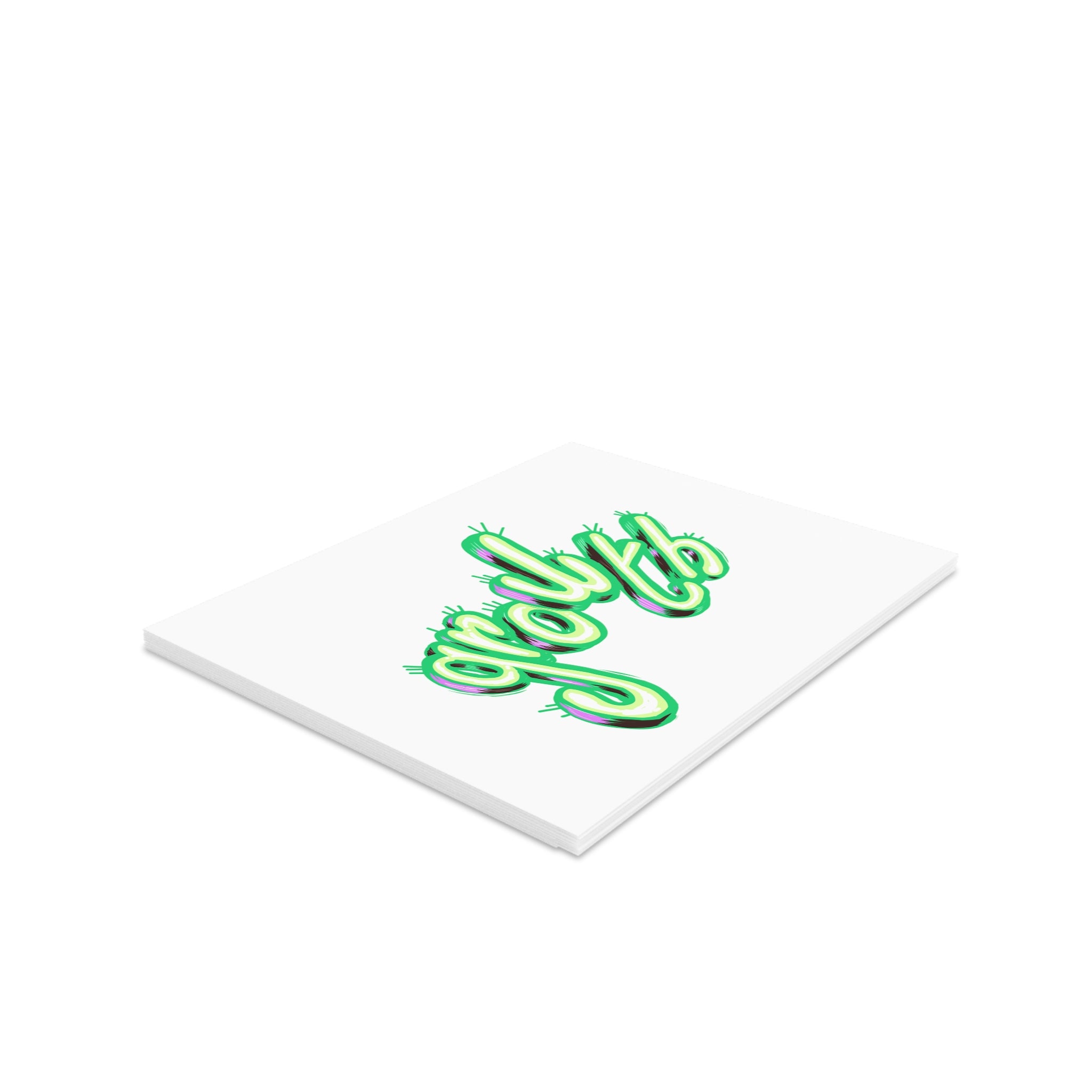 Greeting Card — 'Growth' Neon Green Script (Pack of 8/16/24)