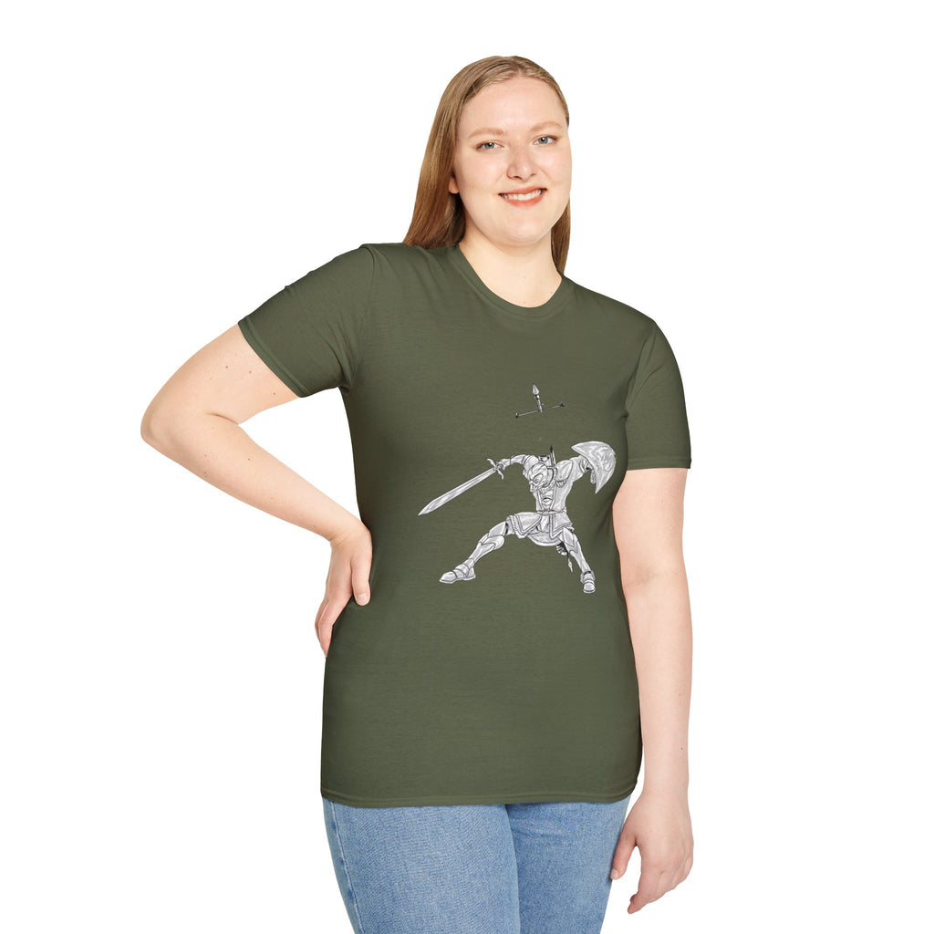 Knight Sword T-Shirt — Fantasy Armored Warrior Graphic Tee
