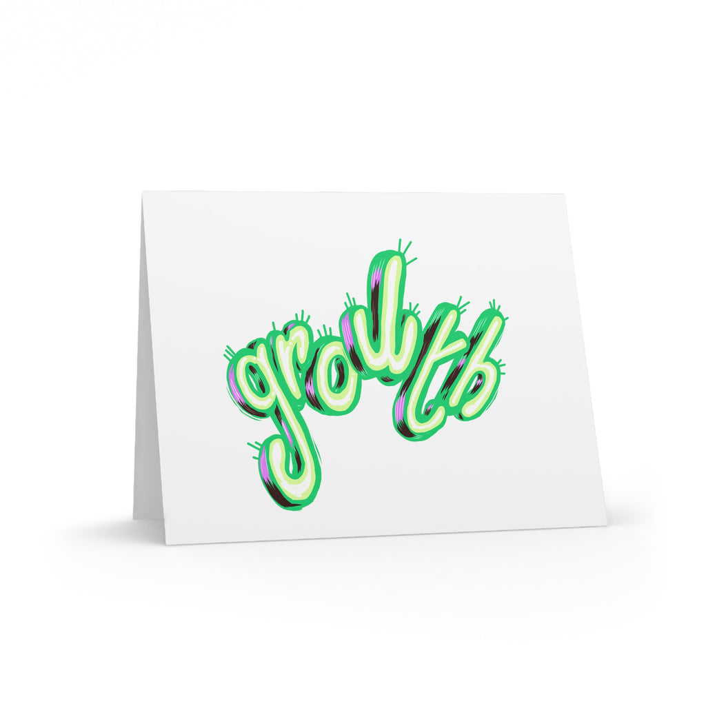 Greeting Card — 'Growth' Neon Green Script (Pack of 8/16/24)