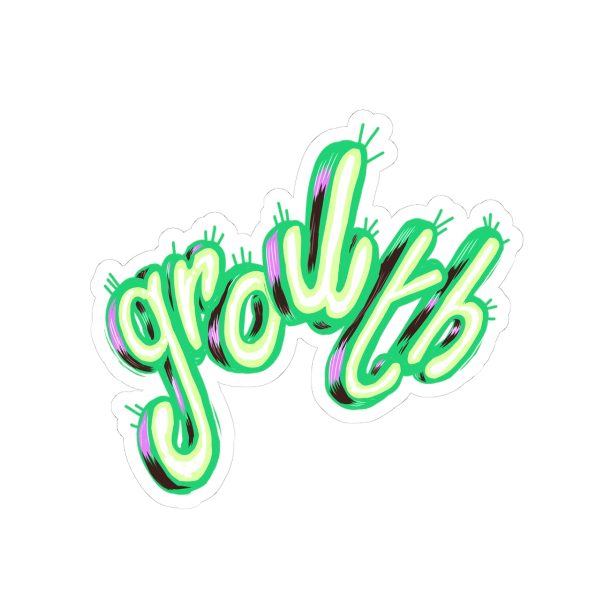 Growth Green Kiss-Cut Sticker — Cactus Lover Laptop Decal