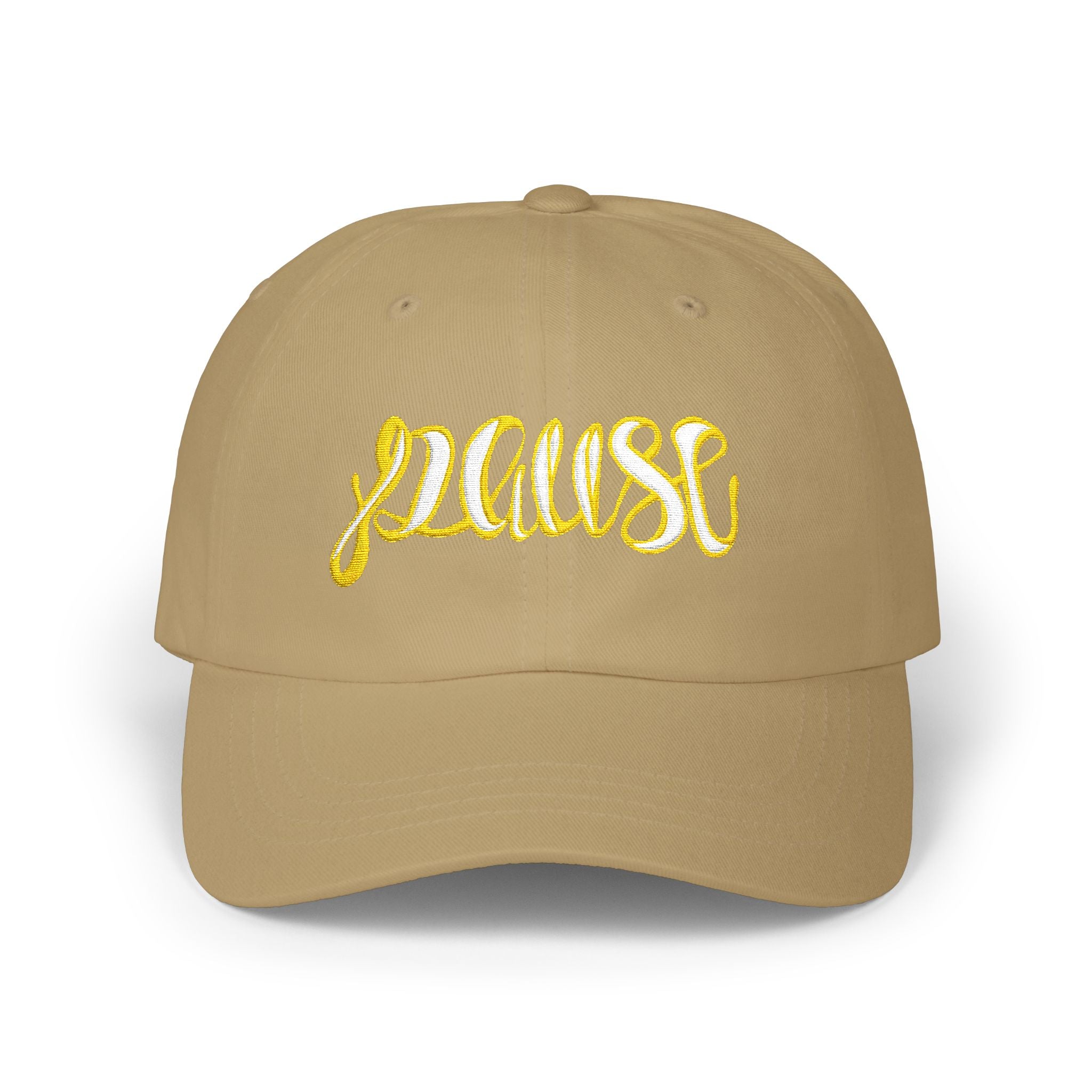 Pause Embroidered Calligraphy Dad Cap
