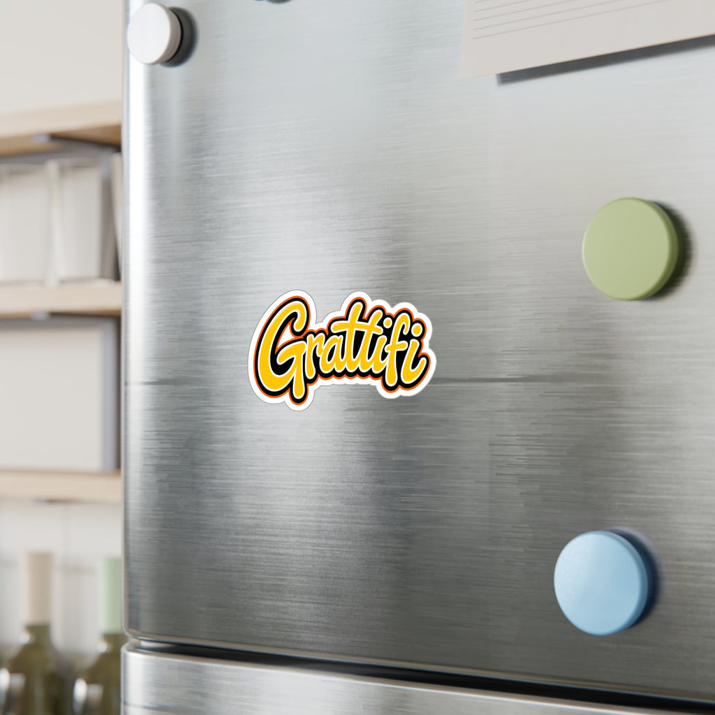Graffiti Script Kiss-Cut Vinyl Decal – Yellow Street Art Sticker