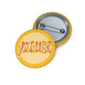 Pause Script Pin Button — Yellow 1.25" Enamel-Style Badge