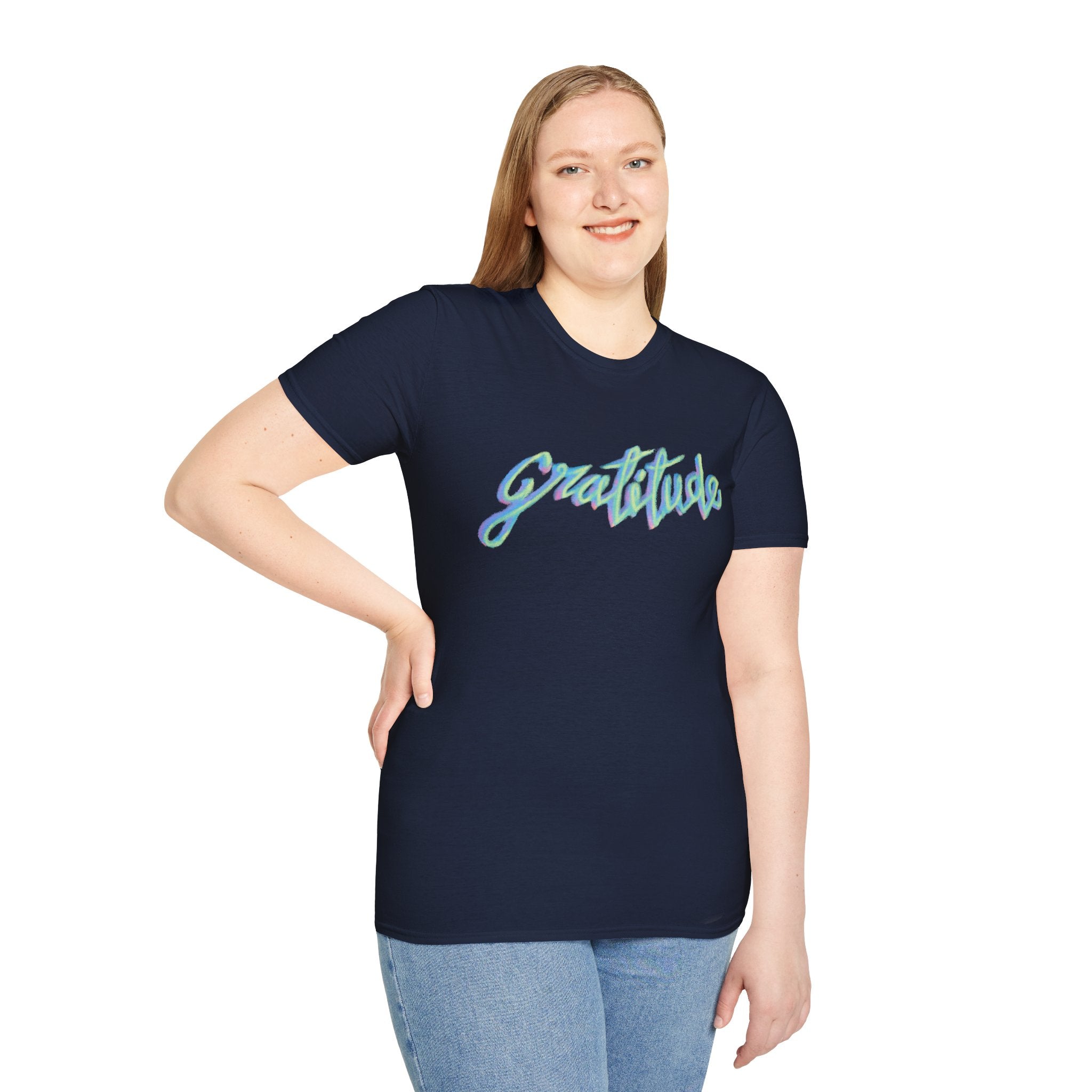 Gratitude Script T-Shirt — Positive Vibes Graphic Tee