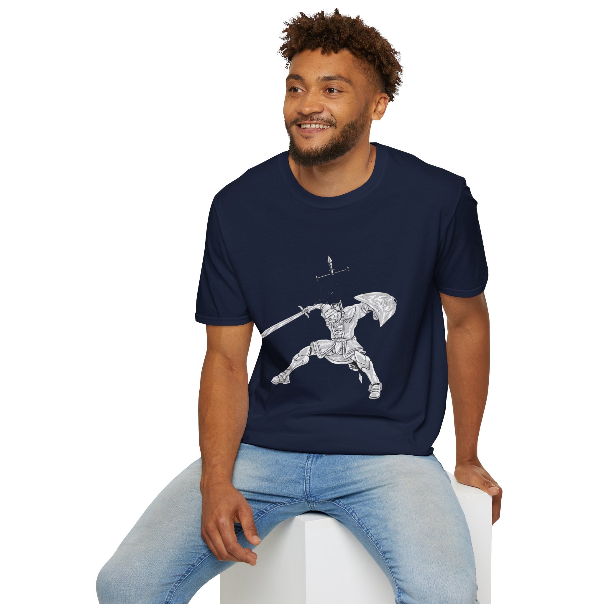 Knight Sword T-Shirt — Fantasy Armored Warrior Graphic Tee