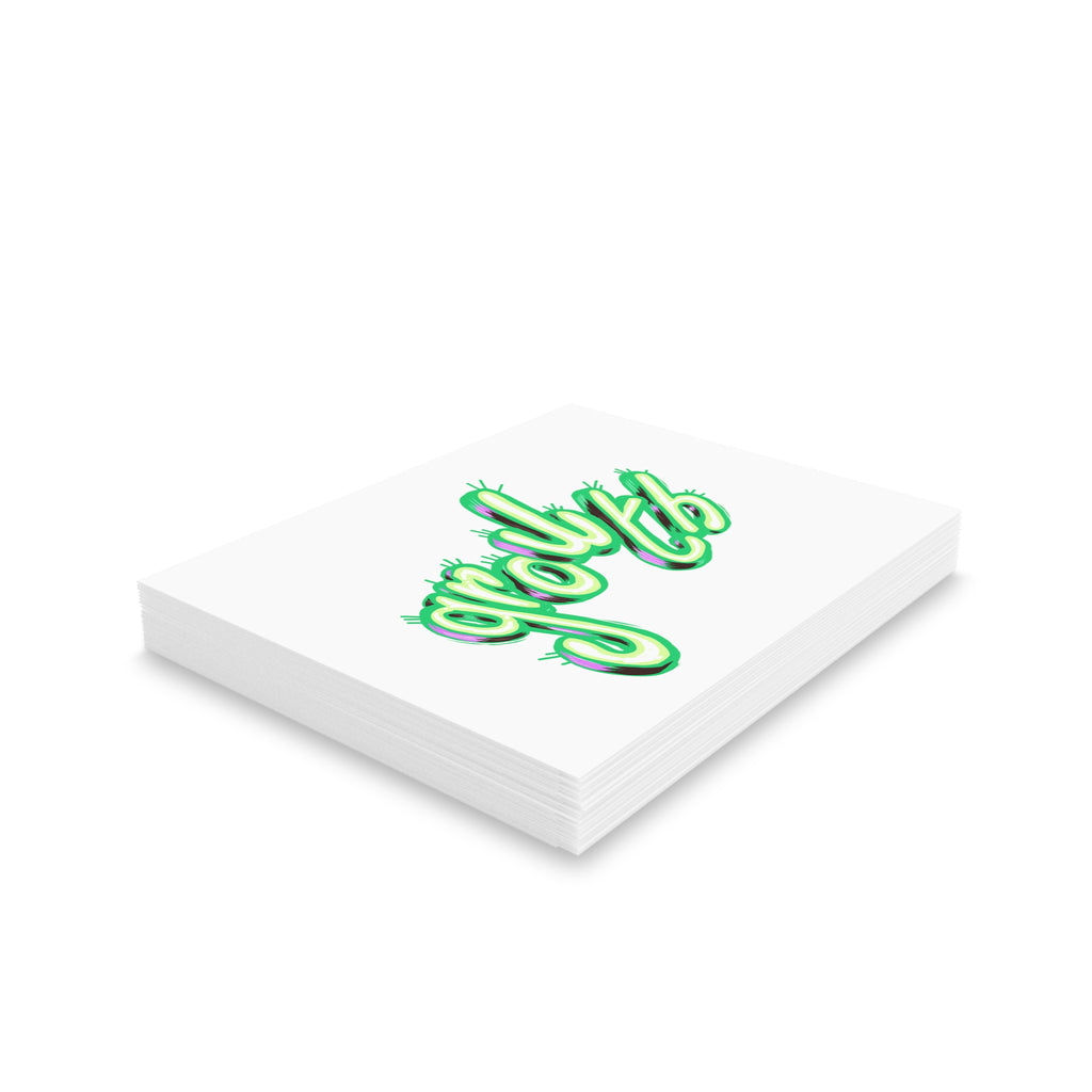 Greeting Card — 'Growth' Neon Green Script (Pack of 8/16/24)