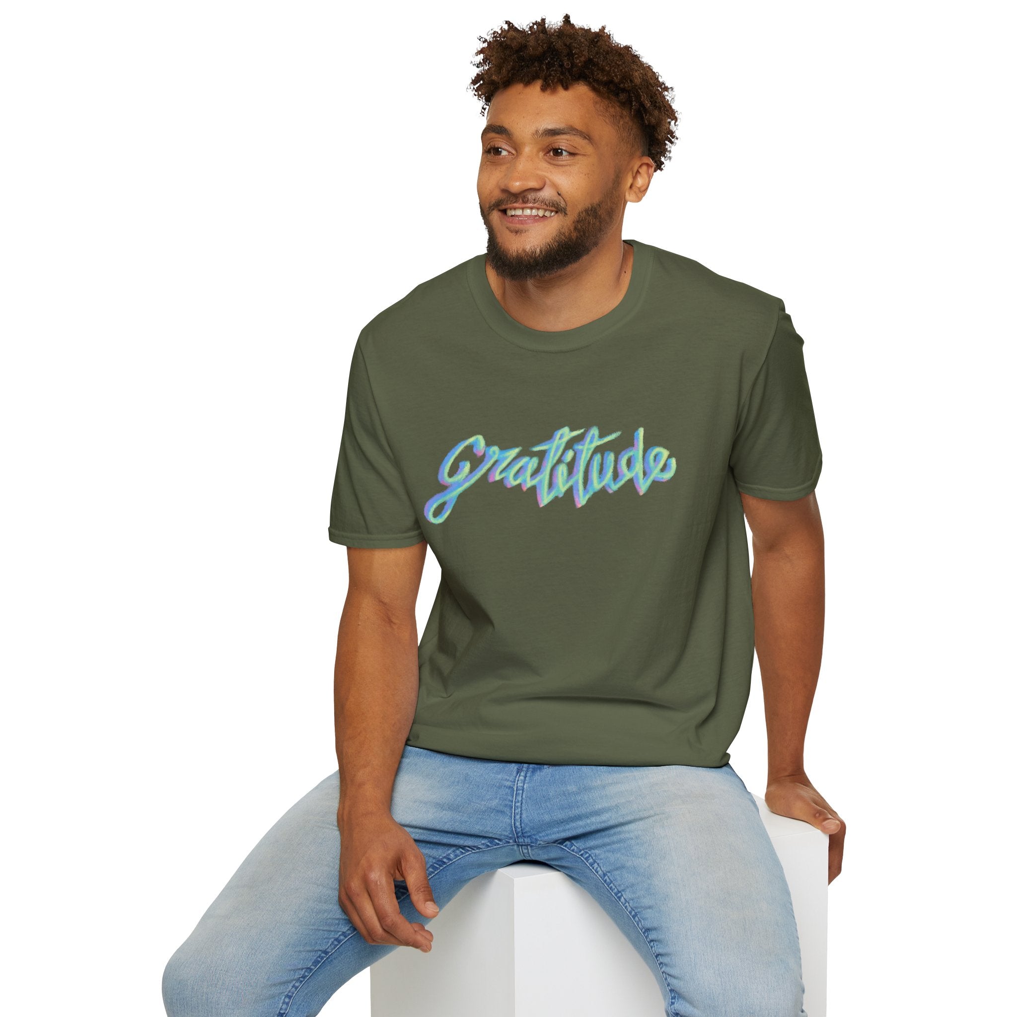 Gratitude Script T-Shirt — Positive Vibes Graphic Tee