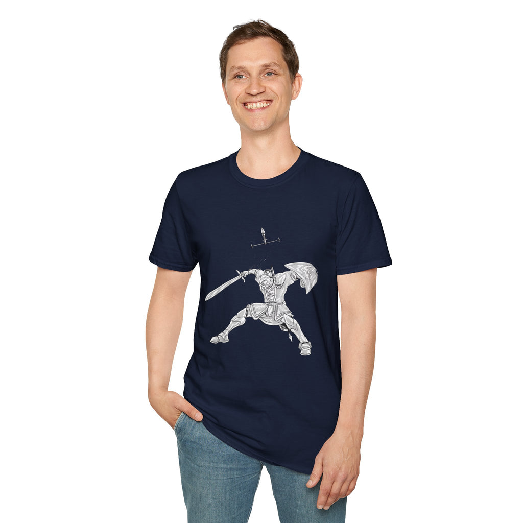 Knight Sword T-Shirt — Fantasy Armored Warrior Graphic Tee