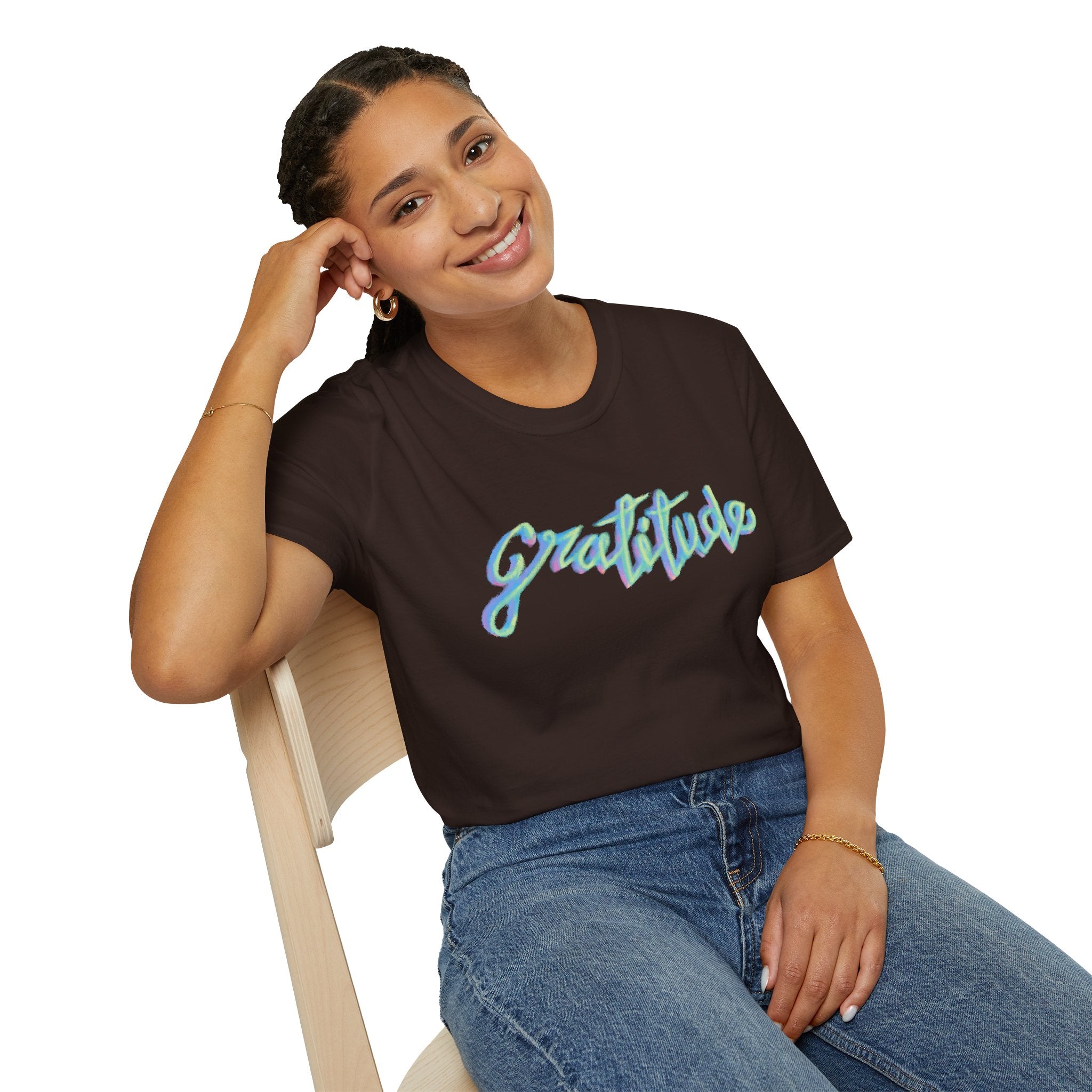 Gratitude Script T-Shirt — Positive Vibes Graphic Tee