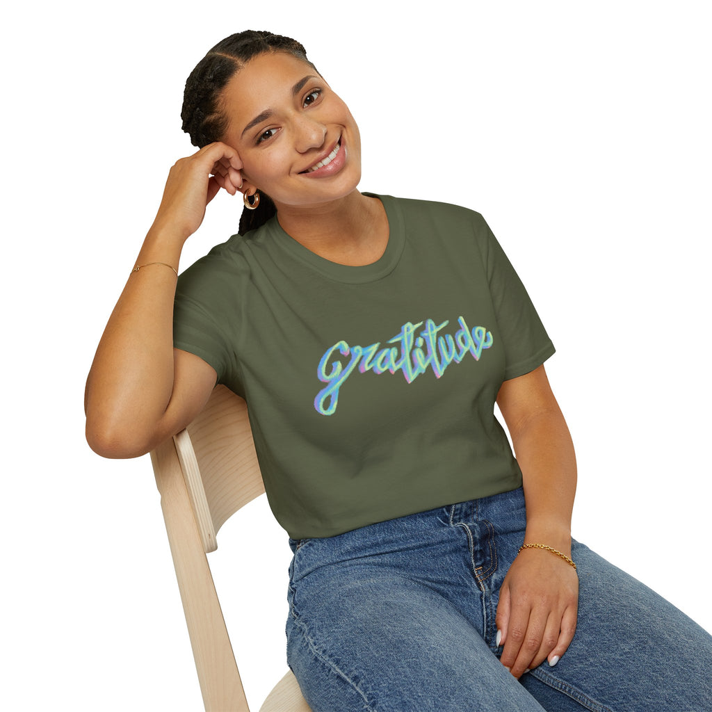 Gratitude Script T-Shirt — Positive Vibes Graphic Tee