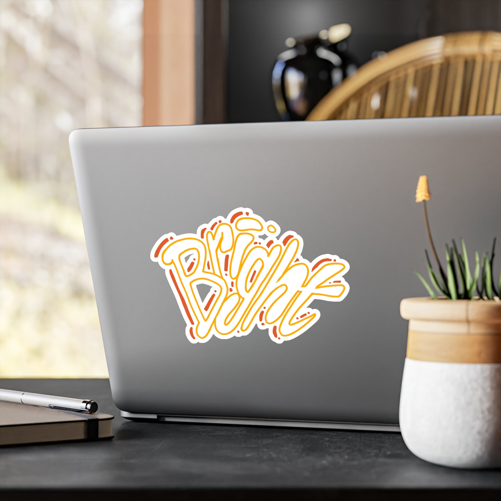 'Bright' Yellow Script Kiss-Cut Vinyl Decal