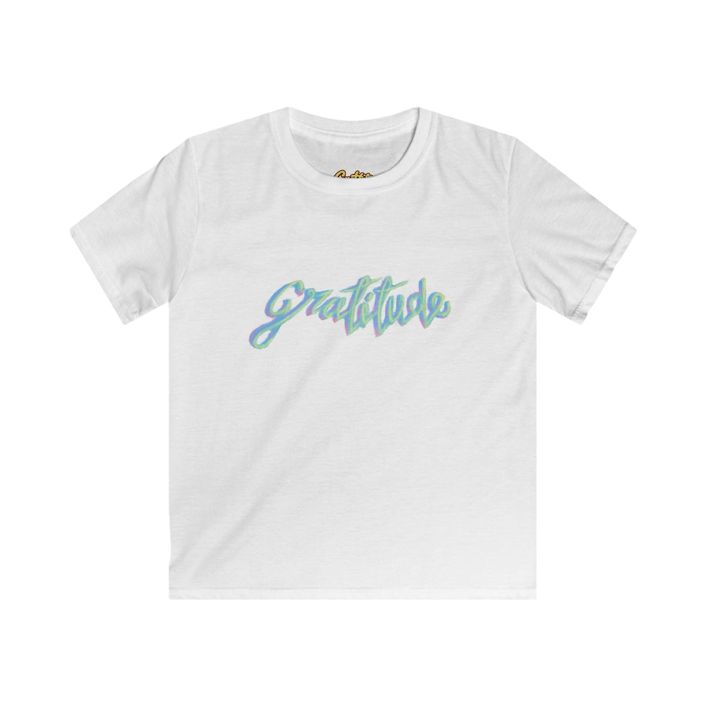 Kids Tee — 'Gratitude' Pastel Script T-Shirt for Children