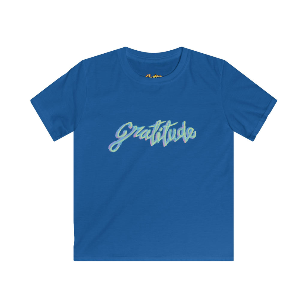 Kids Tee — 'Gratitude' Pastel Script T-Shirt for Children