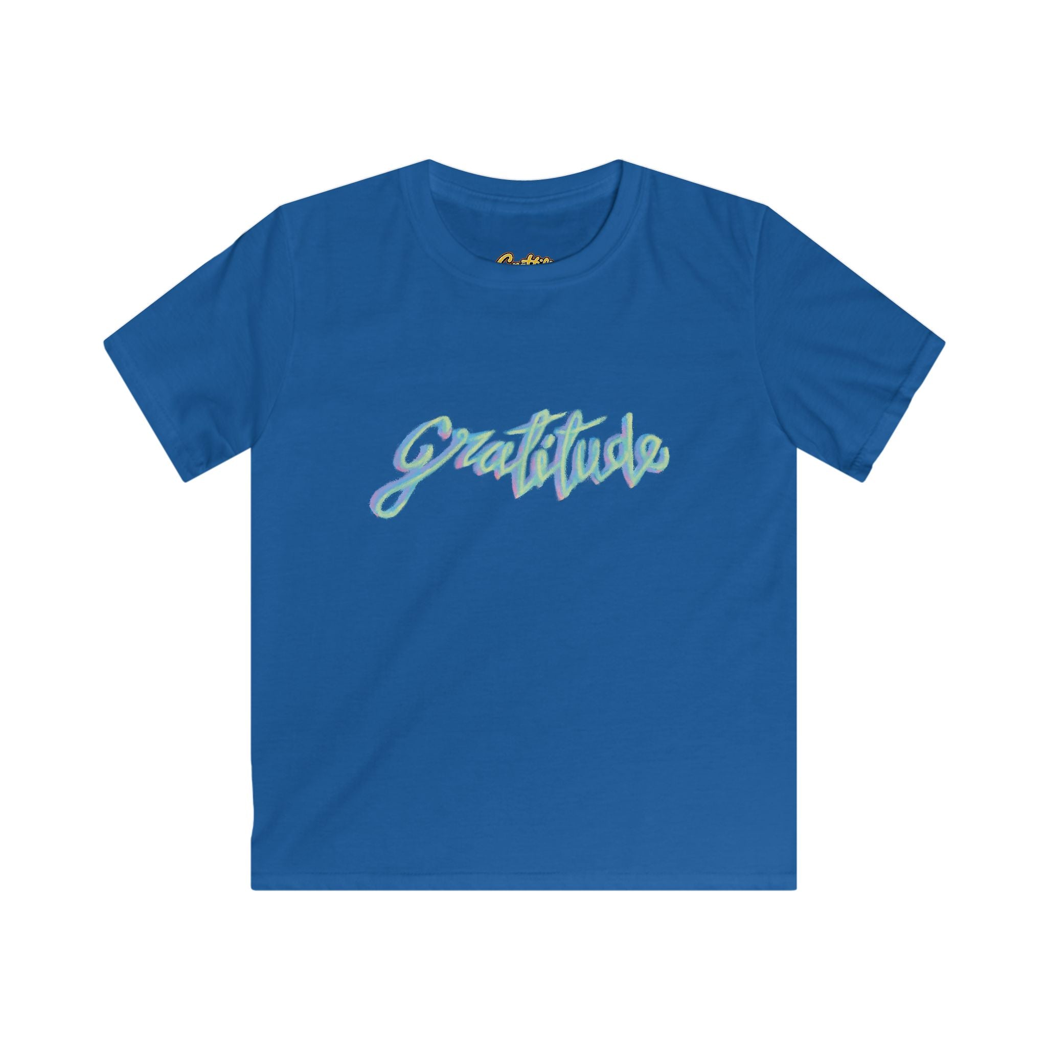 Kids Tee — 'Gratitude' Pastel Script T-Shirt for Children