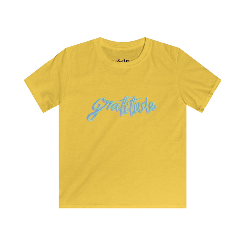 Kids Tee — 'Gratitude' Pastel Script T-Shirt for Children
