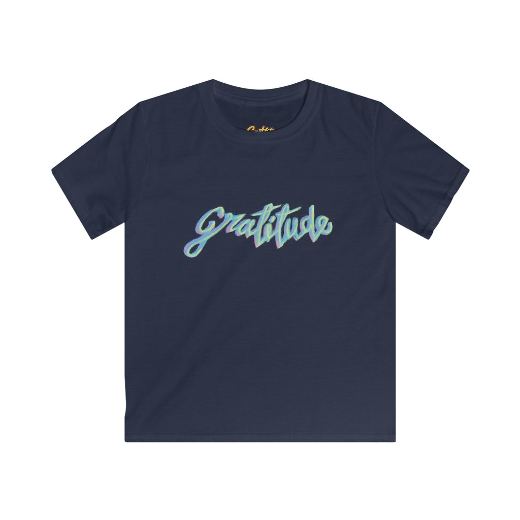 Kids Tee — 'Gratitude' Pastel Script T-Shirt for Children