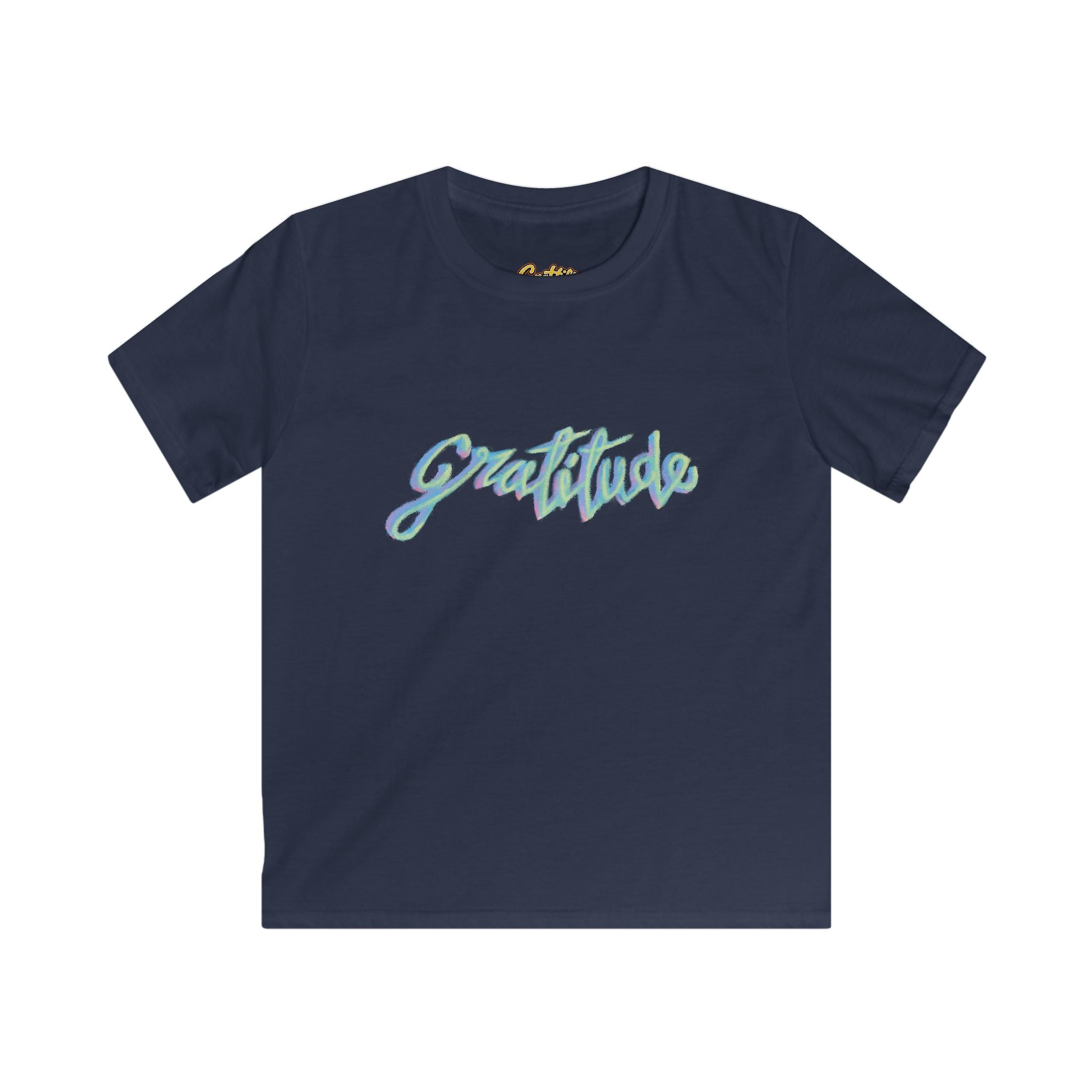 Kids Tee — 'Gratitude' Pastel Script T-Shirt for Children