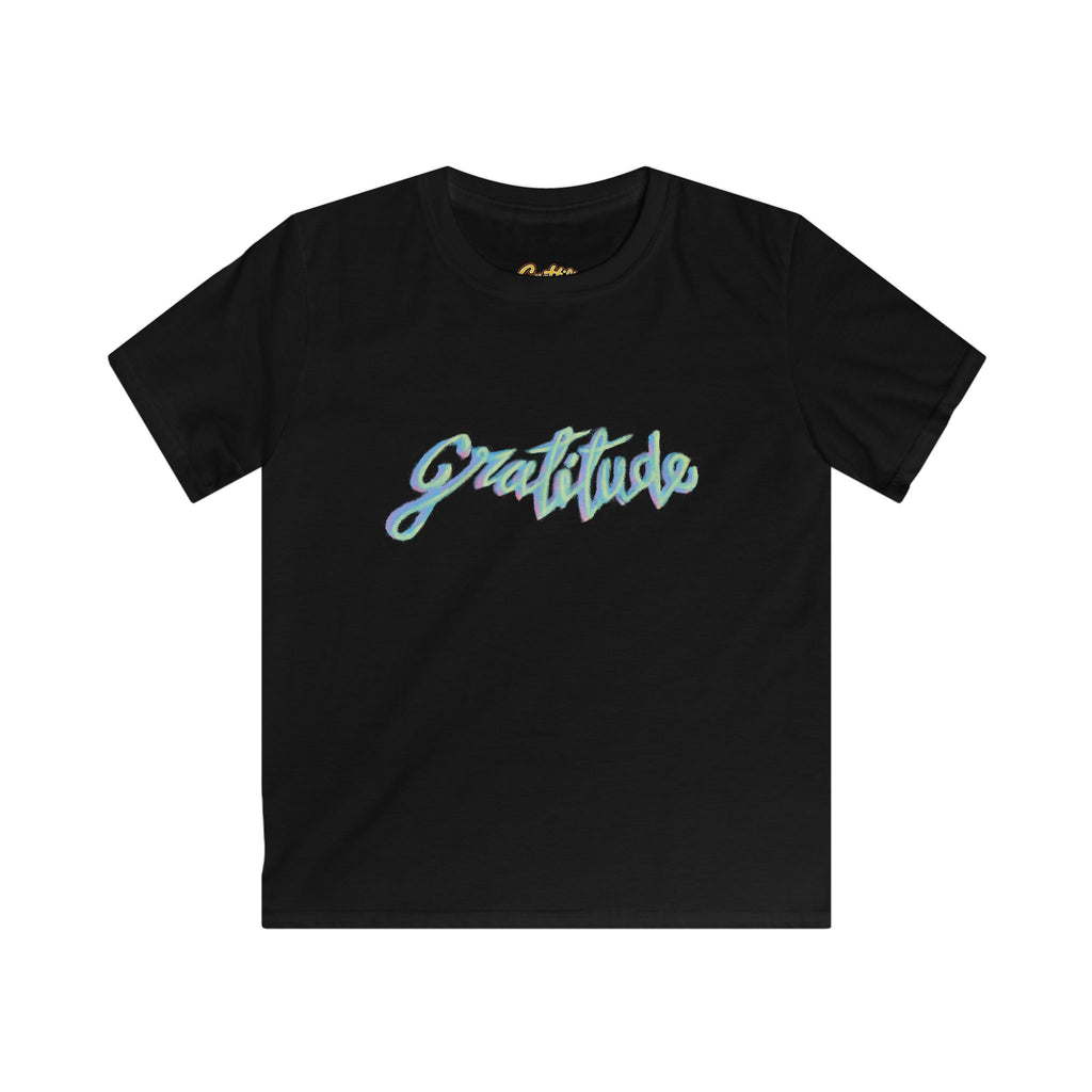 Kids Tee — 'Gratitude' Pastel Script T-Shirt for Children
