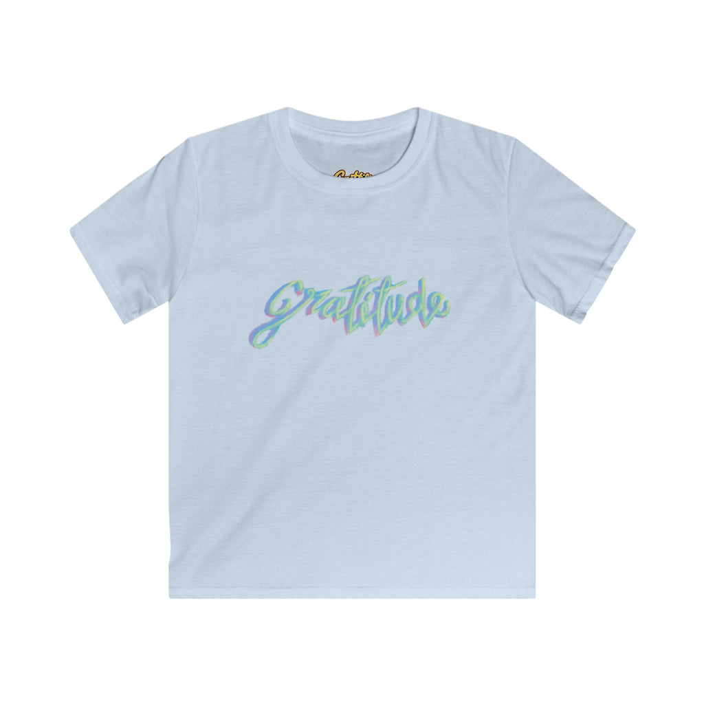 Kids Tee — 'Gratitude' Pastel Script T-Shirt for Children