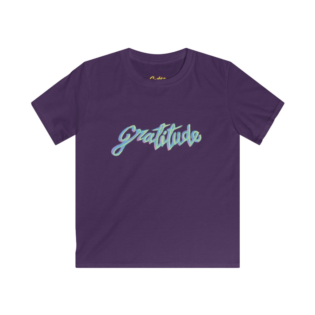 Kids Tee — 'Gratitude' Pastel Script T-Shirt for Children