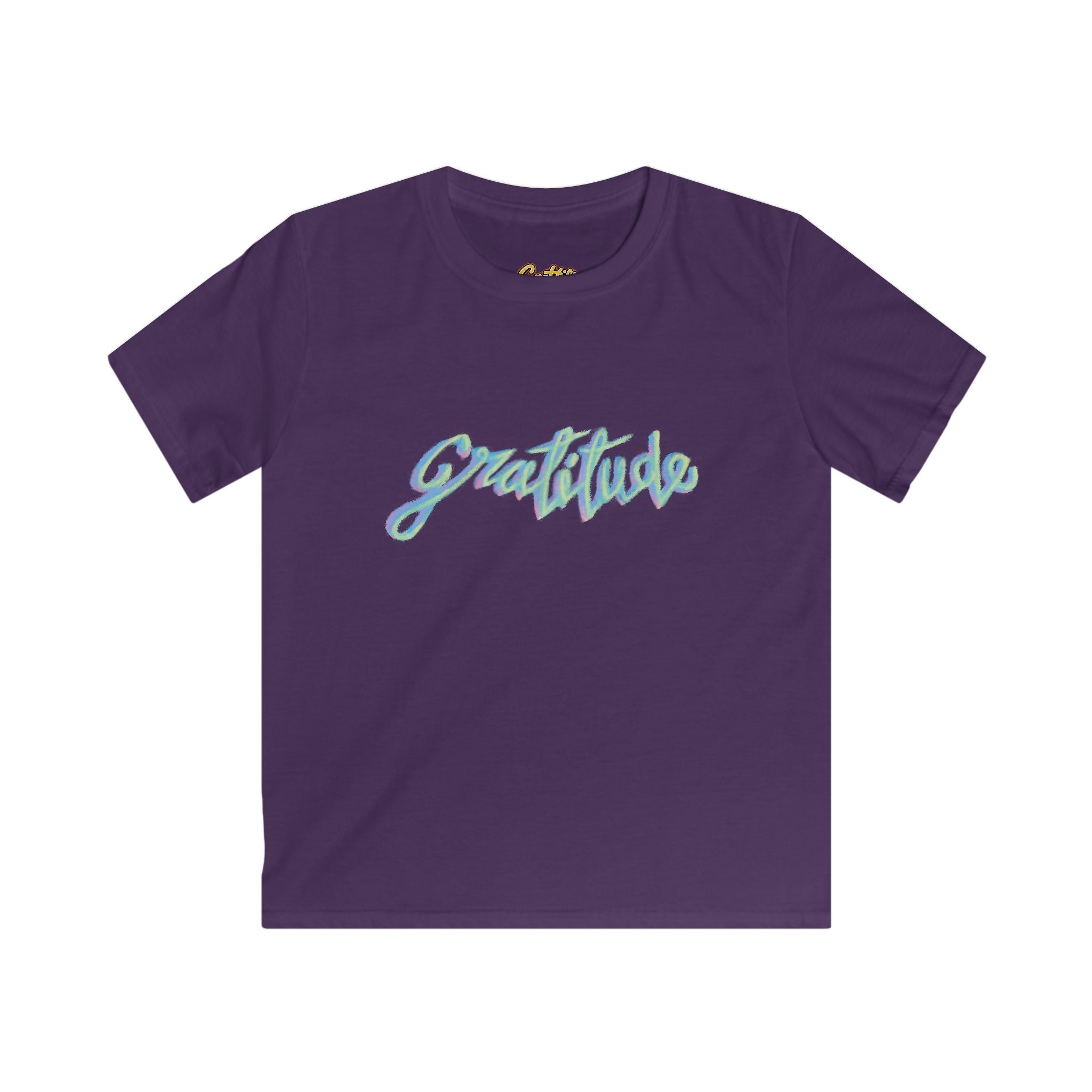Kids Tee — 'Gratitude' Pastel Script T-Shirt for Children