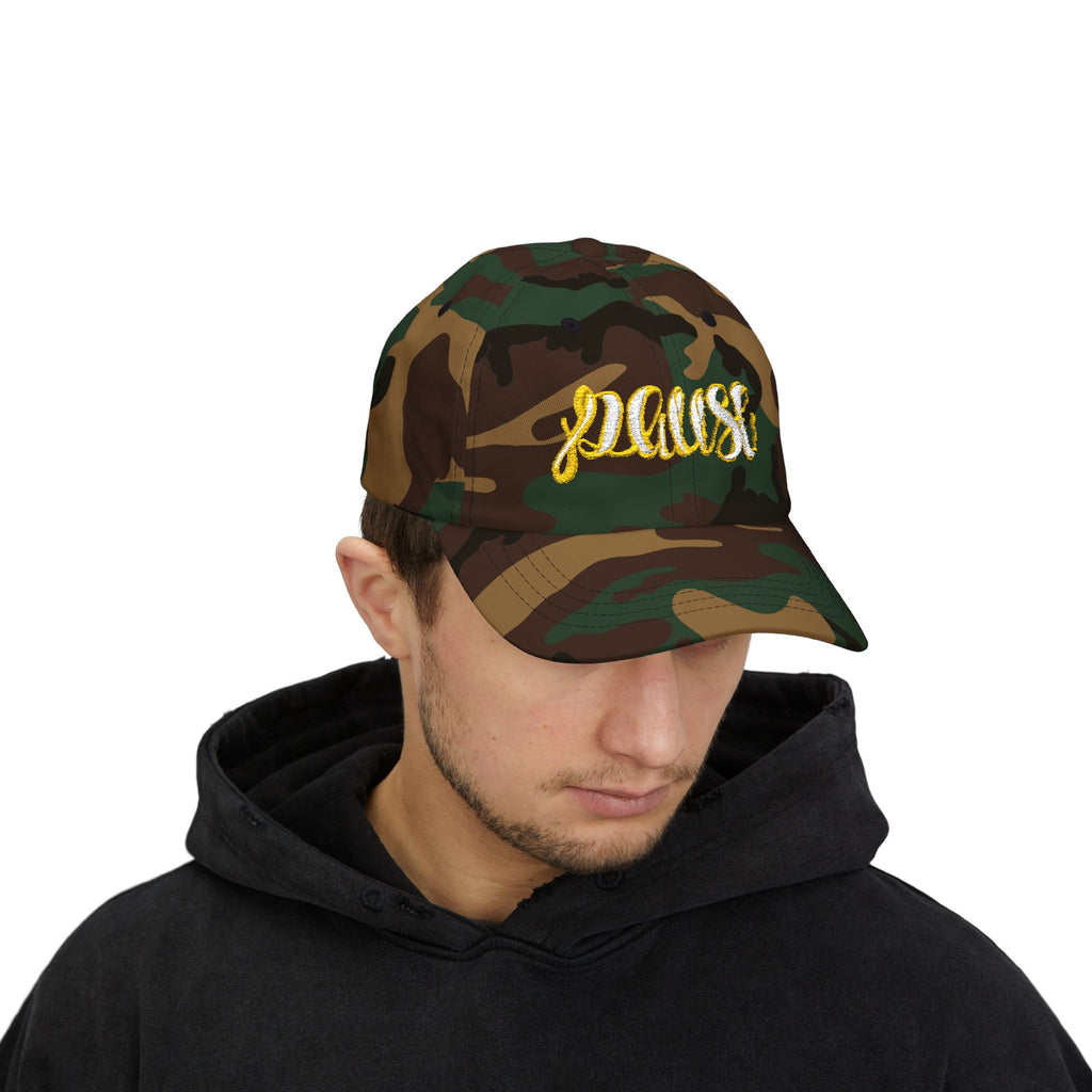Pause Embroidered Calligraphy Dad Cap