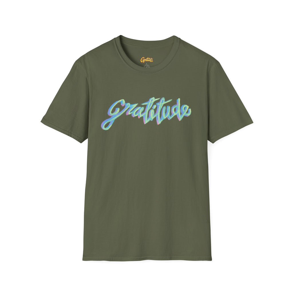 Gratitude Script T-Shirt — Positive Vibes Graphic Tee