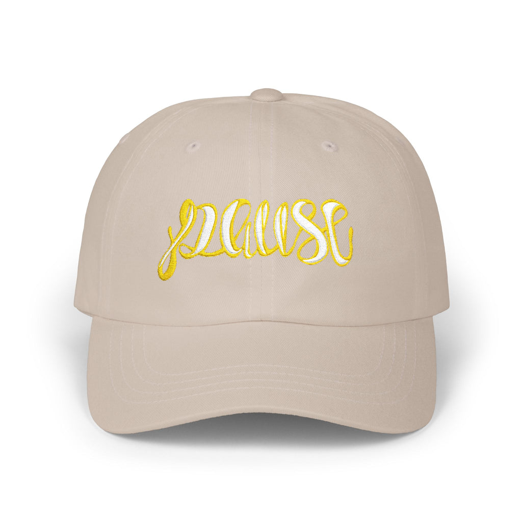 Pause Embroidered Calligraphy Dad Cap