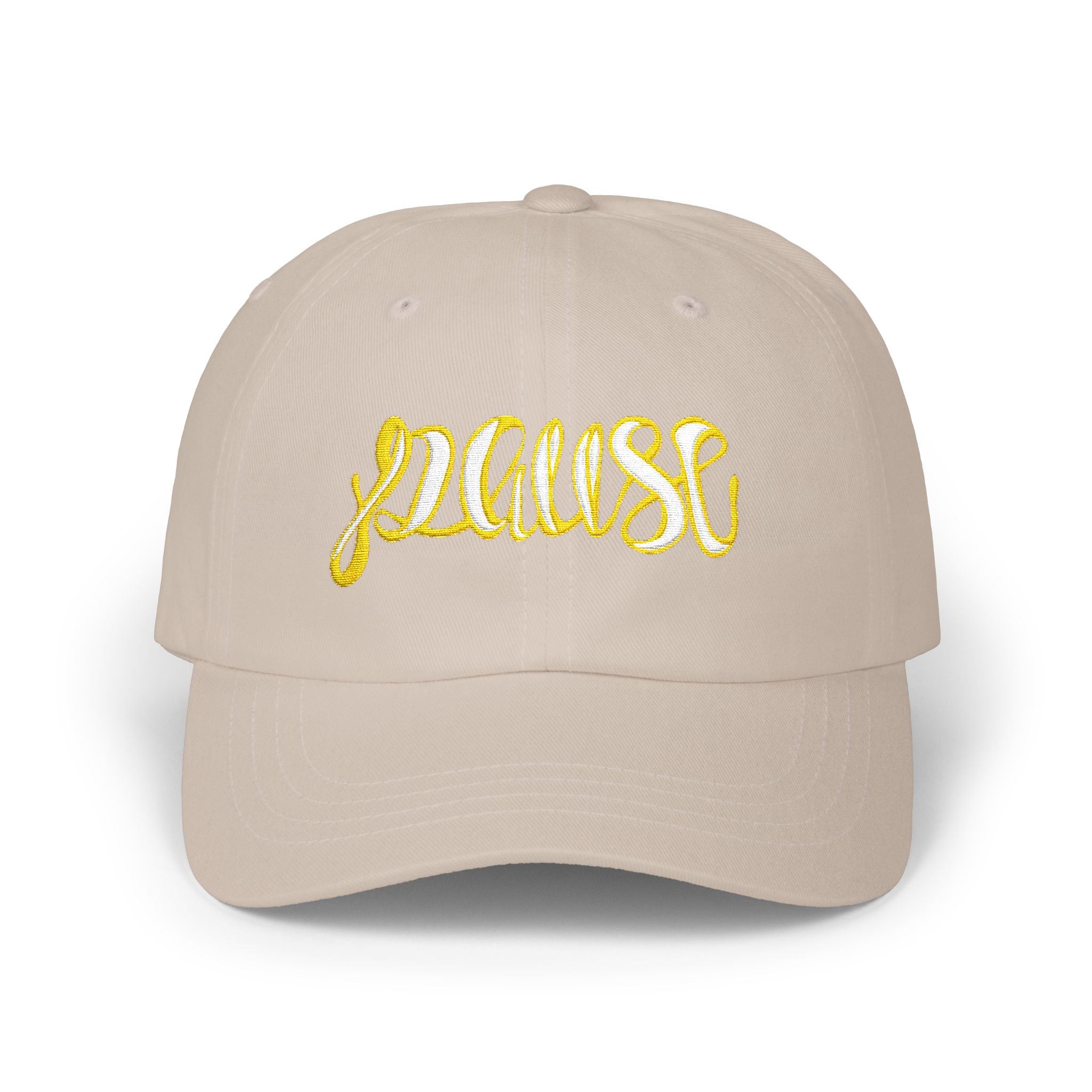 Pause Embroidered Calligraphy Dad Cap